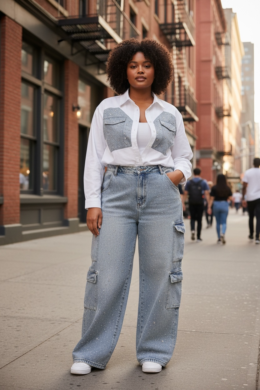 Rhinestone Denim Jean Set